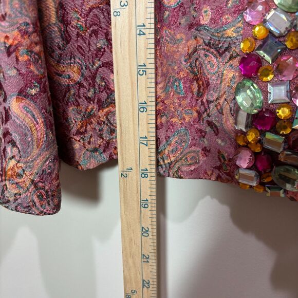 VTG Cristina Pink Paisley Jacquard Bolero Jacket Women L Cocktails Church - Picture 4 of 9
